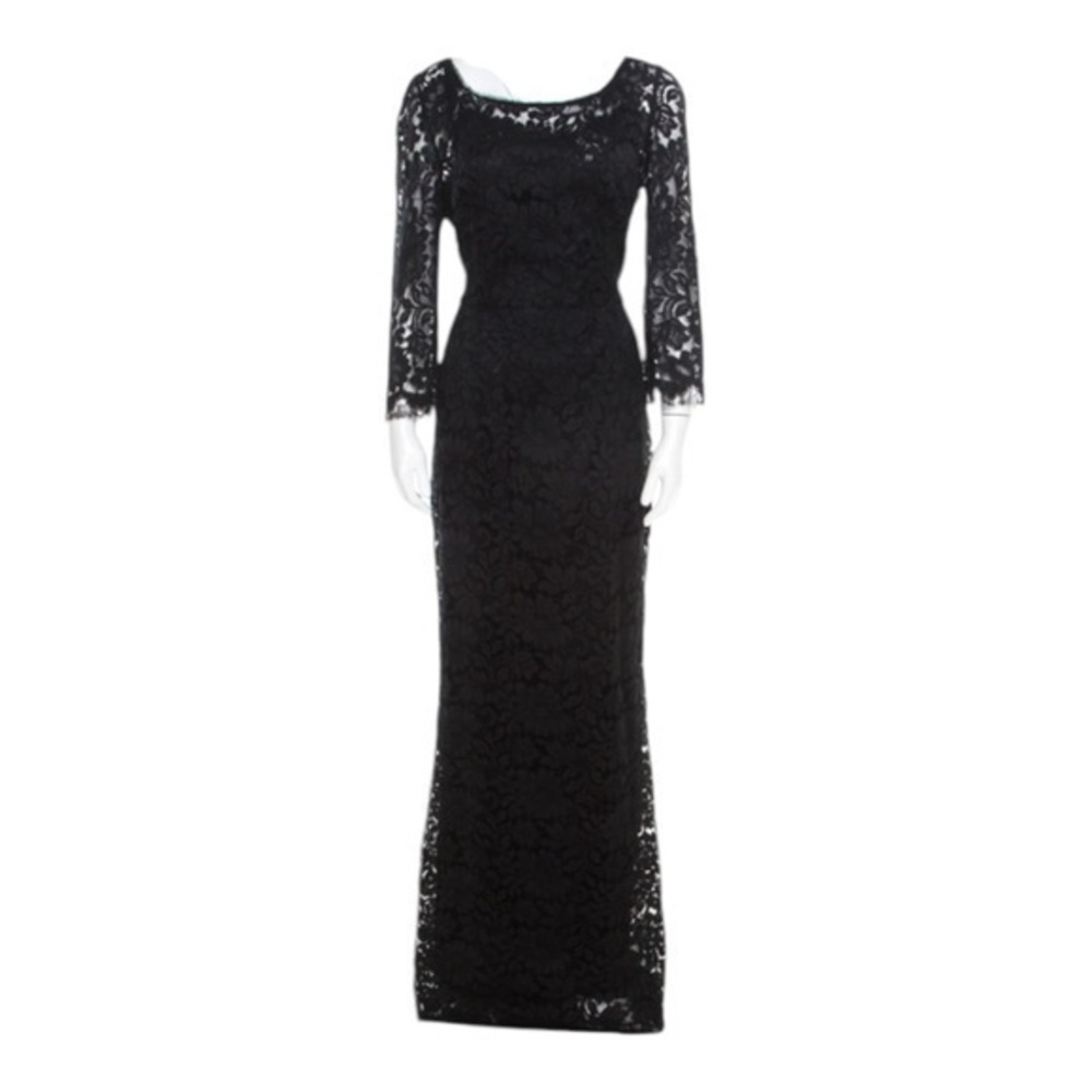 Dolce & Gabbana Black Lace Long Sleeve Maxi Gown Size 36 It‎ - Size 0 US. NWT